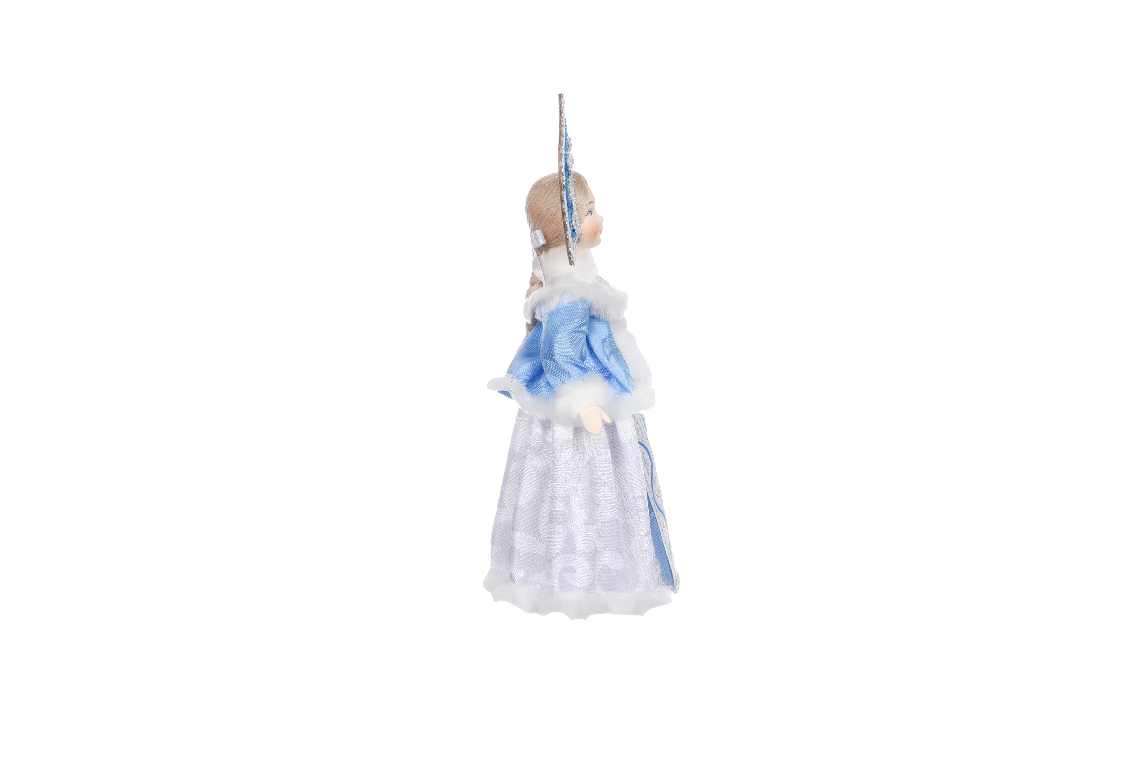 Снегурочка в кокошнике 24 см, бело-голубая Артикул 080-007